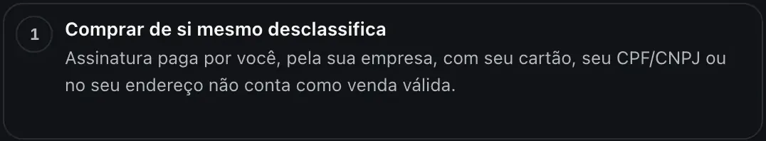 Regra 1 do desafio: comprar de si mesmo desclassifica