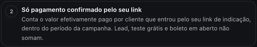 Regra 2 do desafio: só pagamento confirmado pelo seu link